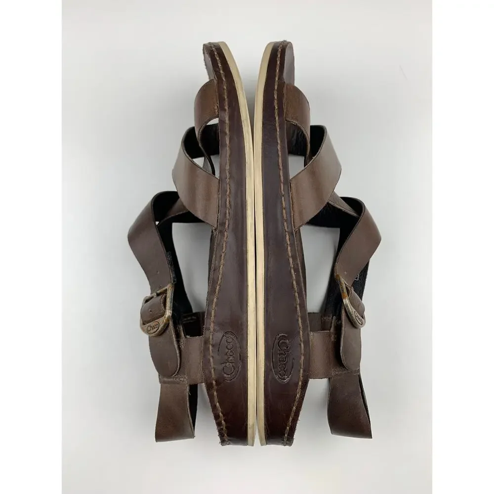 Chaco Wayfarer Sandals Otter Brown Leather Strappy Women's 7 Casual Vacation